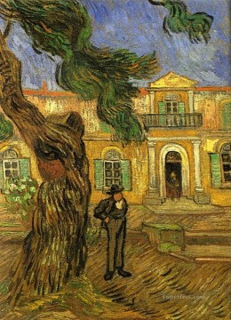 Pinos con figura en el jardín del Hospital Saint Paul Vincent van Gogh Pinturas al óleo